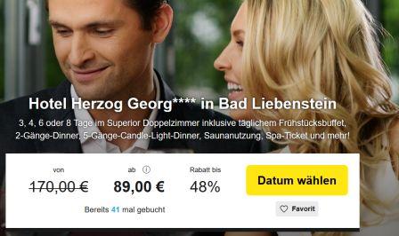 3-8 Tage im 4* Hotel Herzog Georg Bad Liebenstein ab 89 €