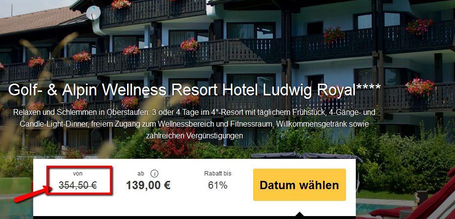 3 oder 4 Tage im 4*Golf- & Alpin Wellness Resort Hotel Ludwig Royal ab 139 Euro
