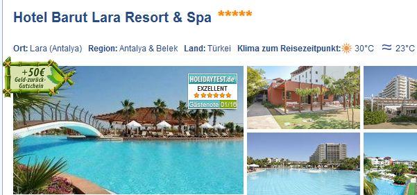1 Woche ins 5*  Barut Lara Resort & Spa mit All Inclusive für nur 612 Euro