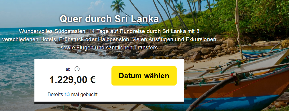 14 Tage quer durch Sri Lanka für nur 1229 Euro