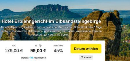 4-5 Tage in der Sächsischen Schweiz im Hotel Erblehngericht inkl. Halbpension ab 99€