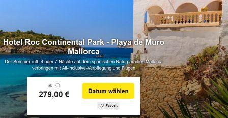 5 oder 7 Tage Mallorca ins 3* Roc Continental Park inkl. All Inclusive ab 279 €